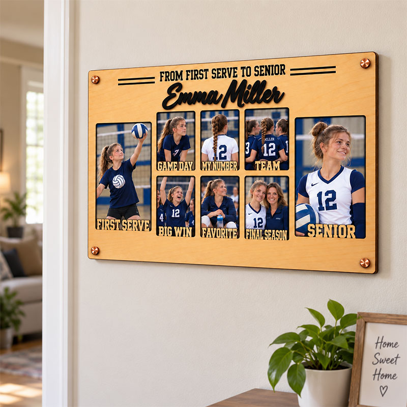 🏐Personalized Volleyball Senior Photo Frame | From First Serve to Senior Custom Athlete Memory Collage