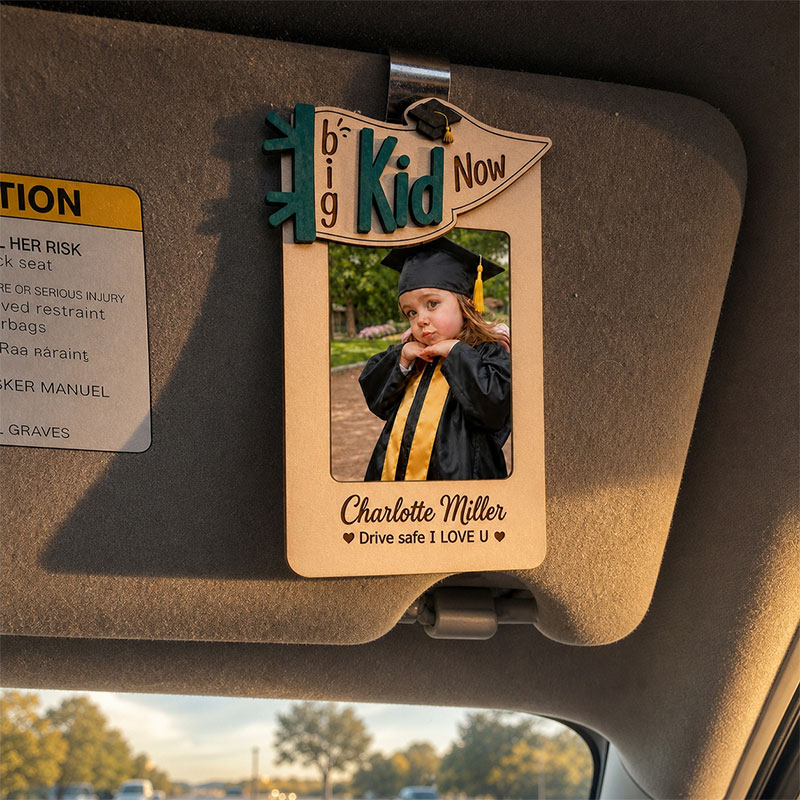 🎓 Personalized Car Visor Photo Frame for Graduation | Custom “Big Kid Now” Kid Picture Ornament