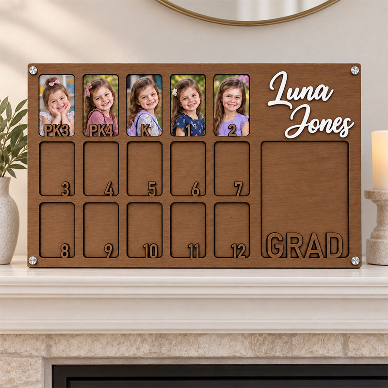🌷Personalized Preschool to Graduation Photo Frame | PK3 PK4 Kindergarten to 12th Grade Growth Picture Frame
