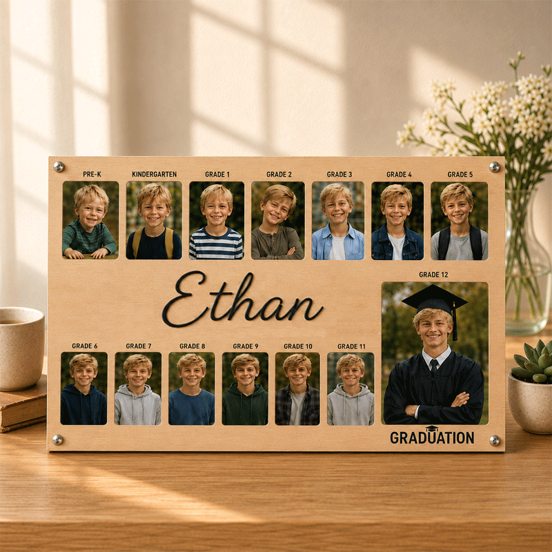 🎓 Personalized School Years Photo Frame | Pre-K to Grade 12 Wooden Graduation Keepsake