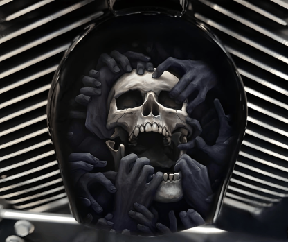 🔥COWBELL HORN COVER-Scrollwork Skulls