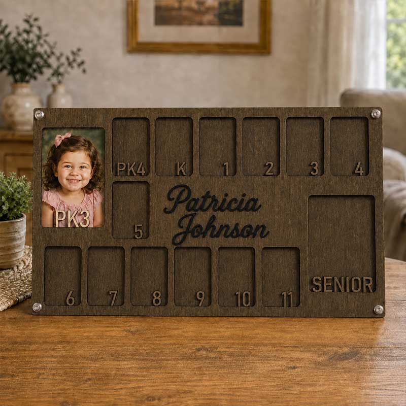 🎓 Personalized School Years Photo Frame | Custom Name Wooden Growth Keepsake
