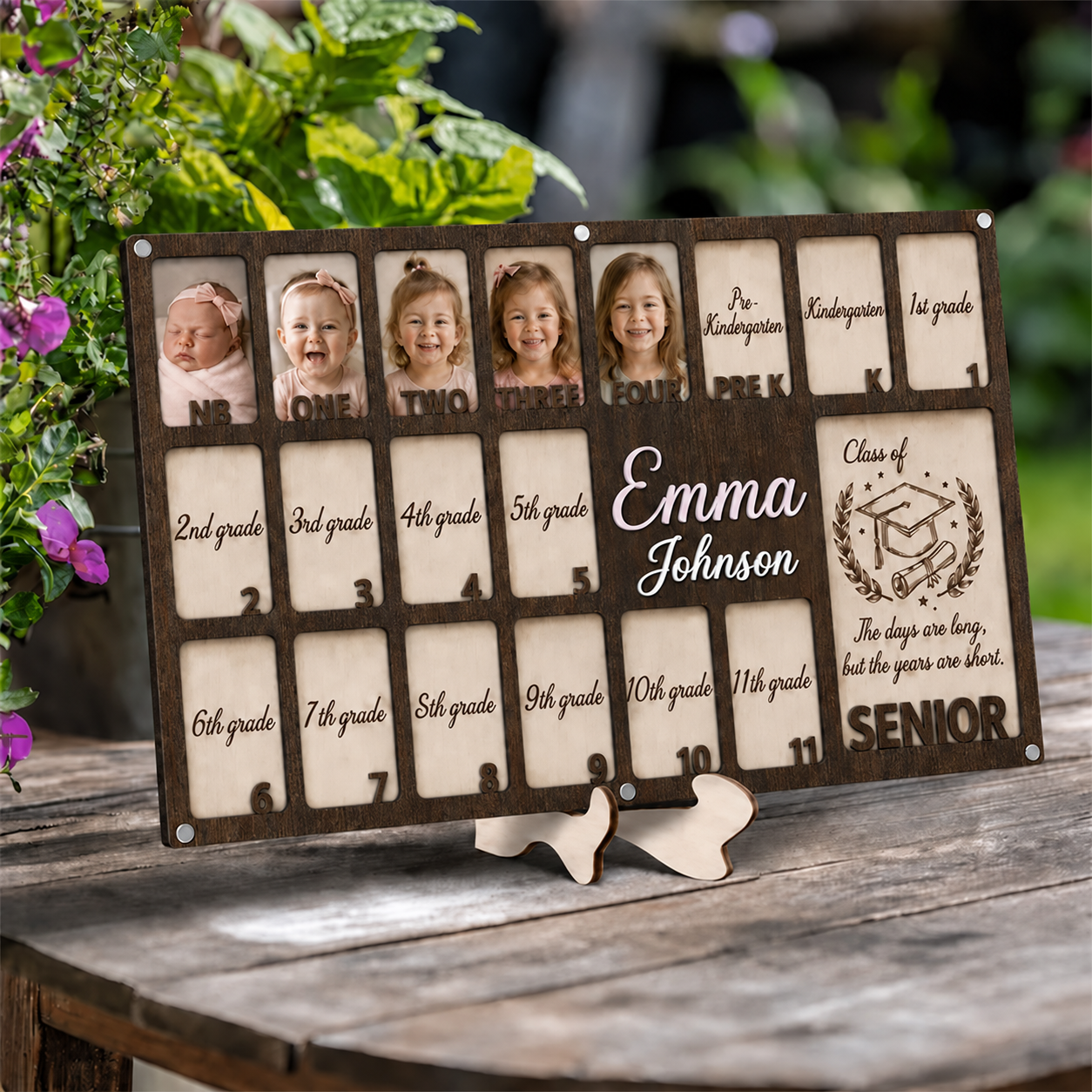 🎓Custom School Years Photo Frame  |  Personalized Wooden K-12 Photo Board