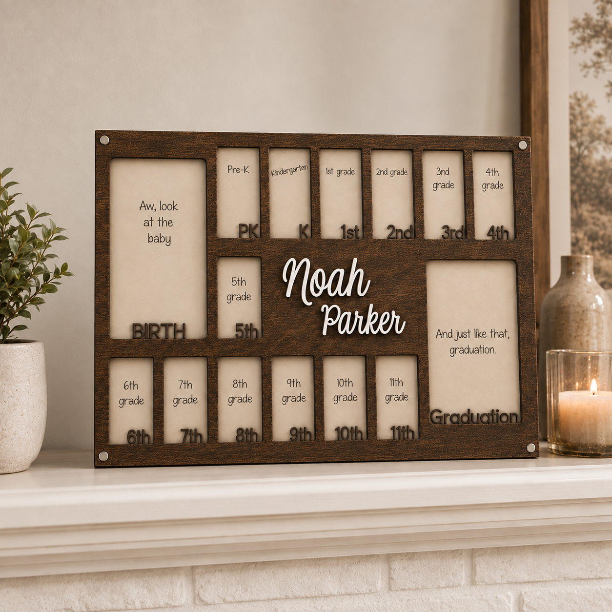 🎓Personalized School Years Photo Frame  |  Birth to Graduation Memory Display with Custom Name