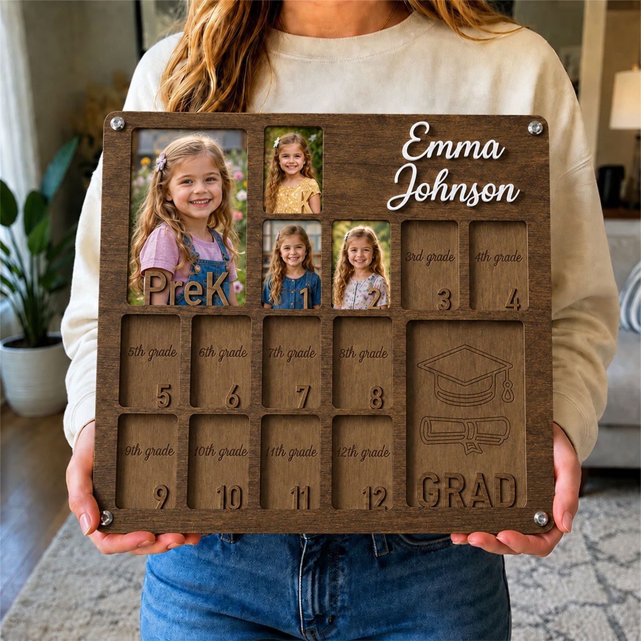 🎓 Personalized School Years Photo Frame  |  Pre-K to Graduation Picture Display