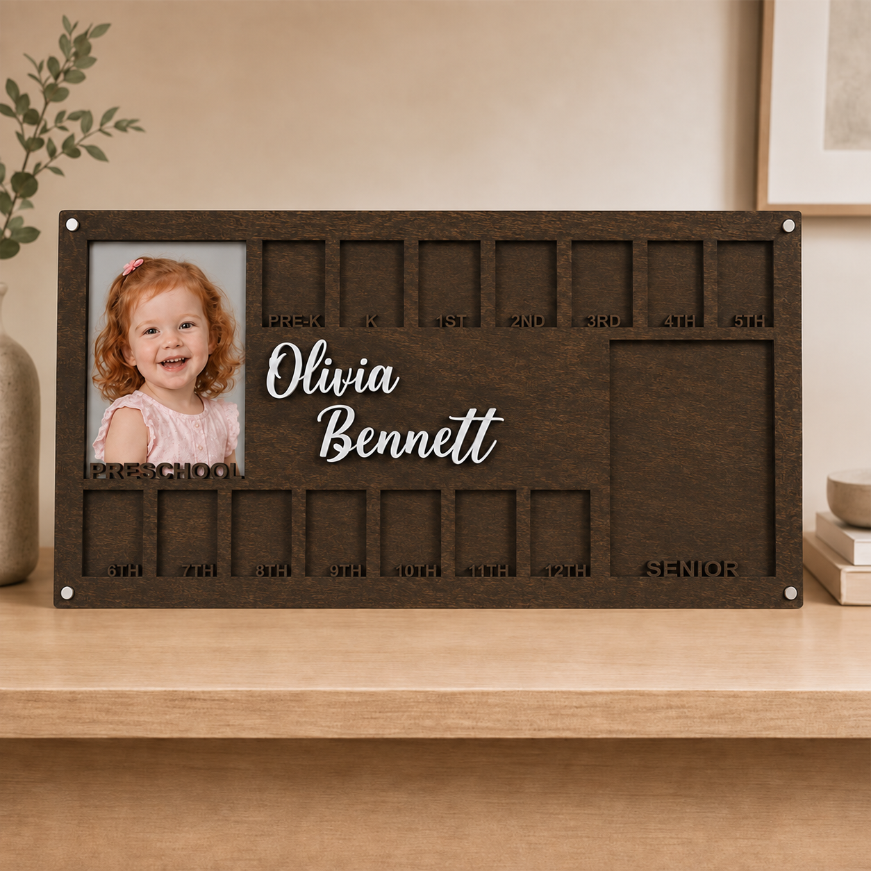 🛍️Personalized School Years Photo Frame | Preschool to Senior Graduation Wooden Keepsake