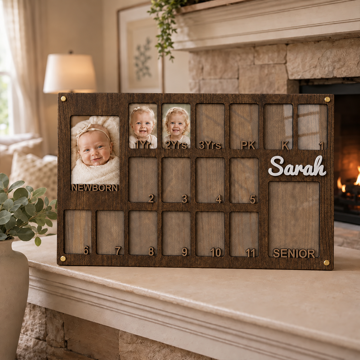 🎓 Personalized Baby to Graduation Photo Frame  | Newborn to Senior Year School Memory Keepsake