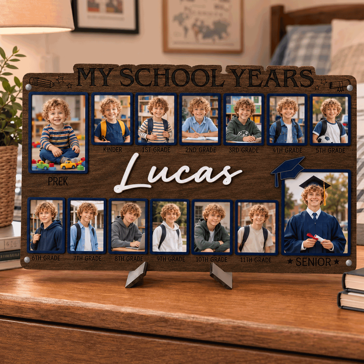 🎒Personalized School Years Photo Frame  |  Watch Them Grow from Pre-K to Senior