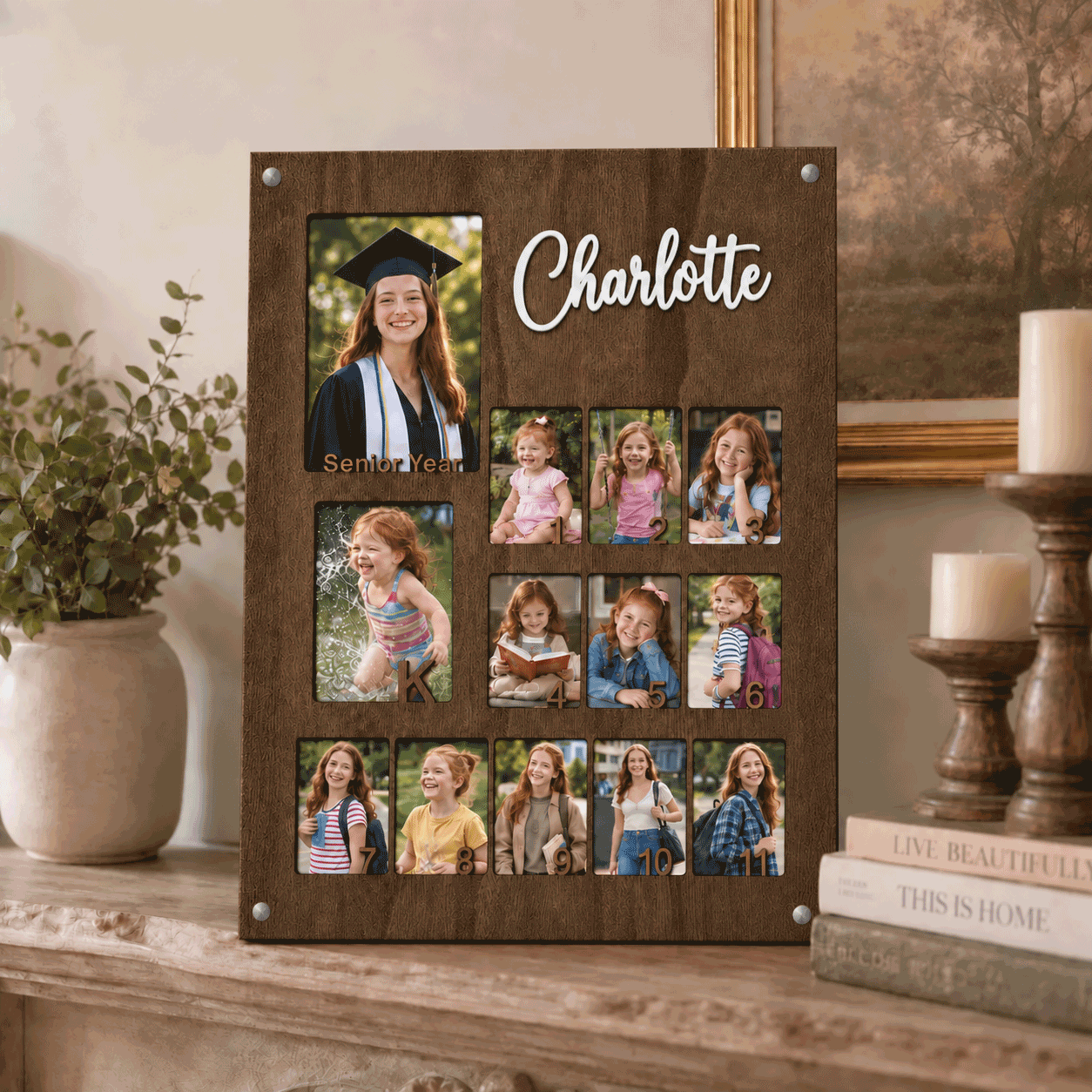 🎓 Personalized K–12 School Years Photo Frame  | Custom Name & Graduation Year  Picture Collage