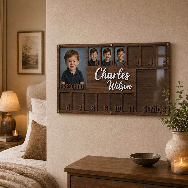 🎓 Personalized Preschool to Senior School Years Photo Frame | Custom Name Wooden Growth Keepsake