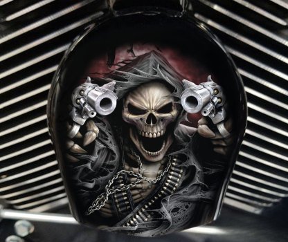 🔥COWBELL HORN COVER-Scrollwork Skulls