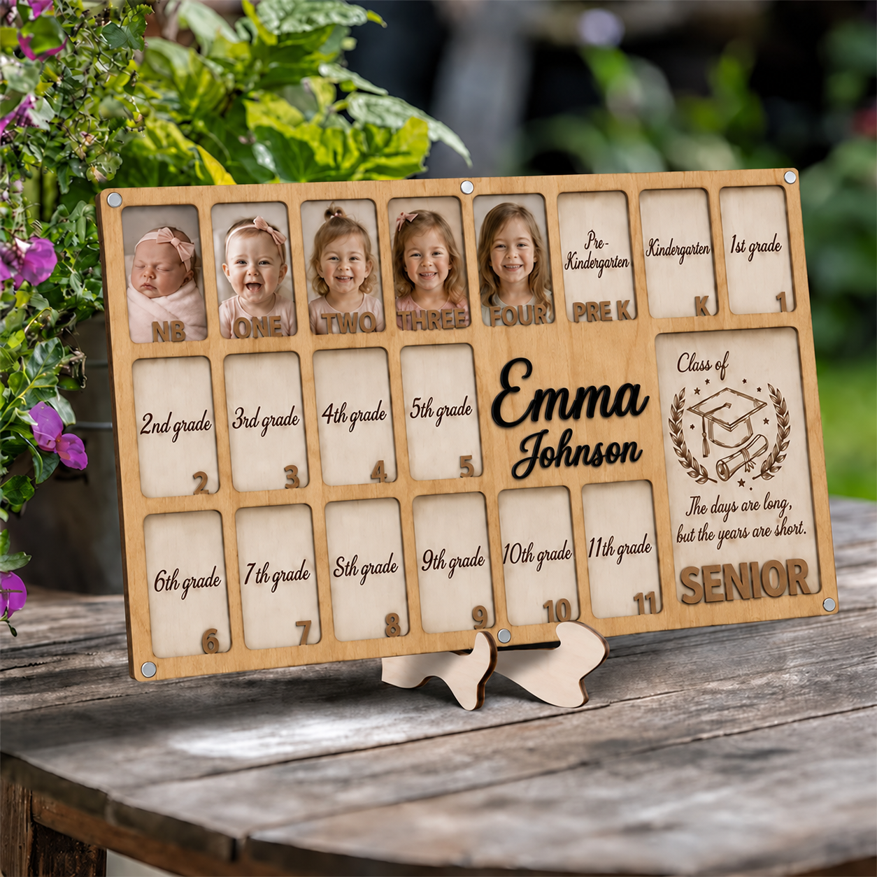 🎓Custom School Years Photo Frame  |  Personalized Wooden K-12 Photo Board