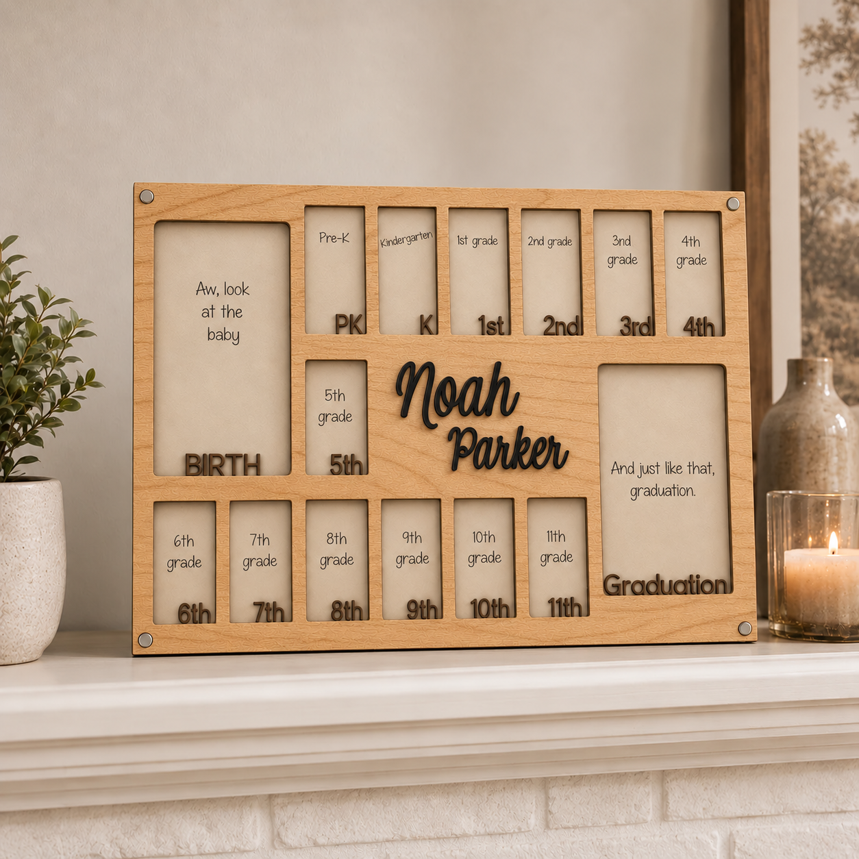 🎓Personalized School Years Photo Frame  |  Birth to Graduation Memory Display with Custom Name
