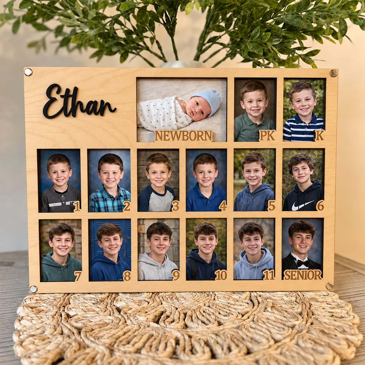 🌟 Personalized School Years Photo Frame | Newborn to Senior Graduation Keepsake