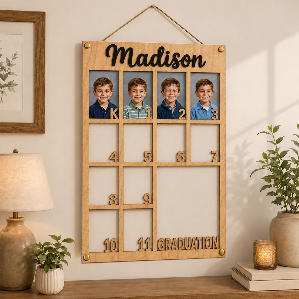 🎓 Personalized School Years Photo Frame  | Kindergarten to Graduation Wall Display