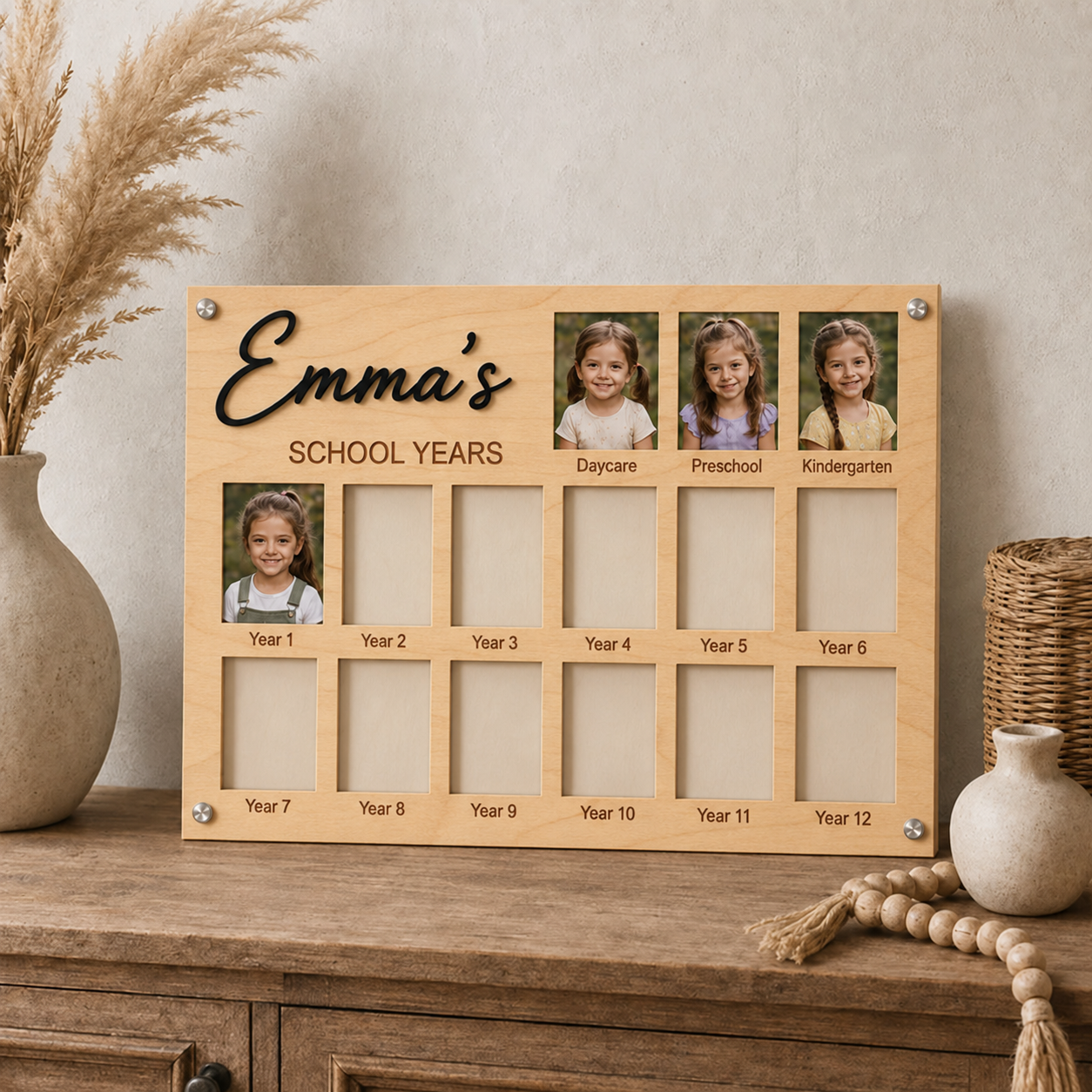 Personalized School Years Photo Frame  | Newborn to 12th Grade Memory Keepsake
