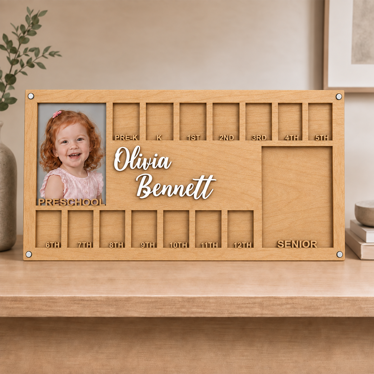 🛍️Personalized School Years Photo Frame | Preschool to Senior Graduation Wooden Keepsake
