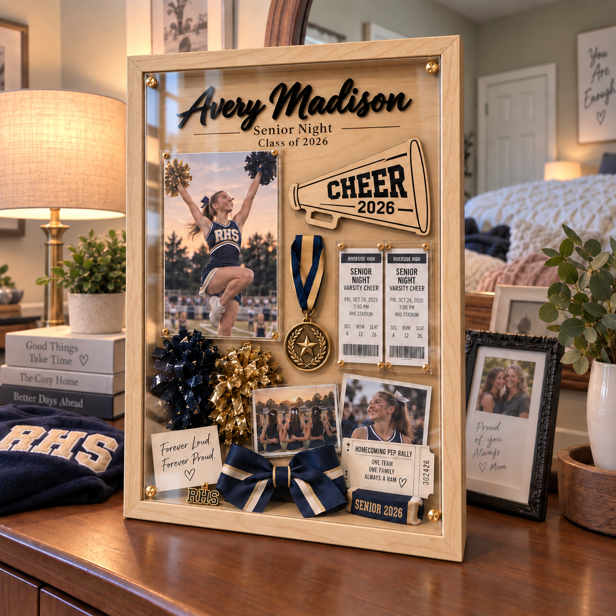 📣Personalized Cheer Senior Night Shadow Box | Custom Cheerleader Graduation Memory Frame