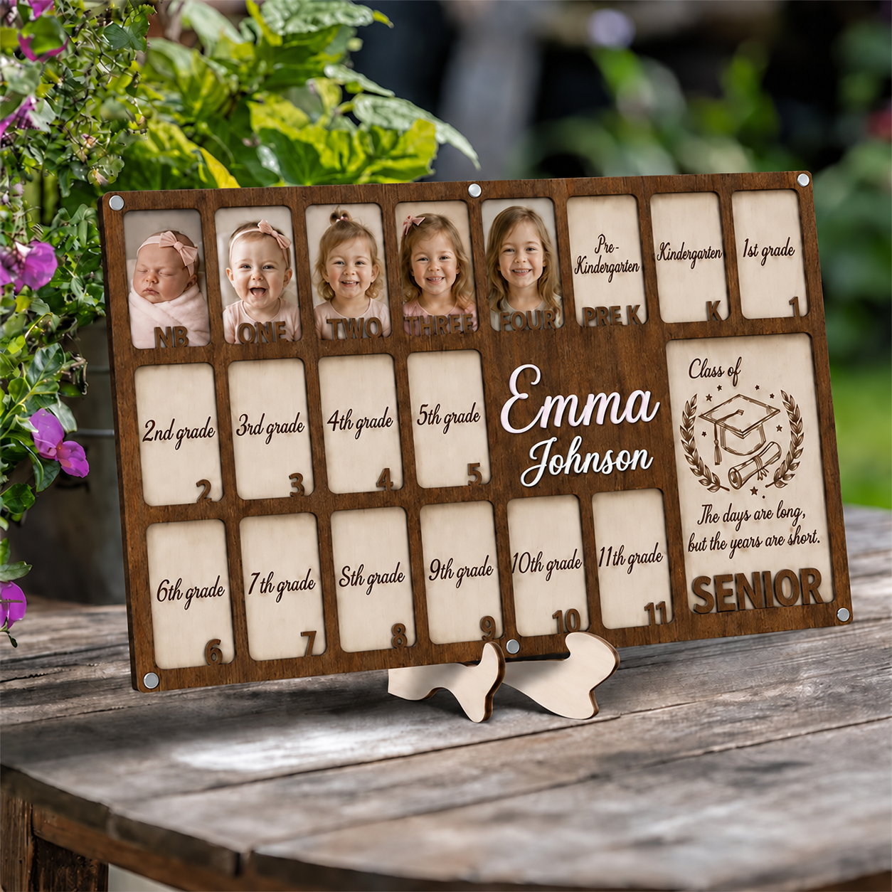 🎓Custom School Years Photo Frame  |  Personalized Wooden K-12 Photo Board