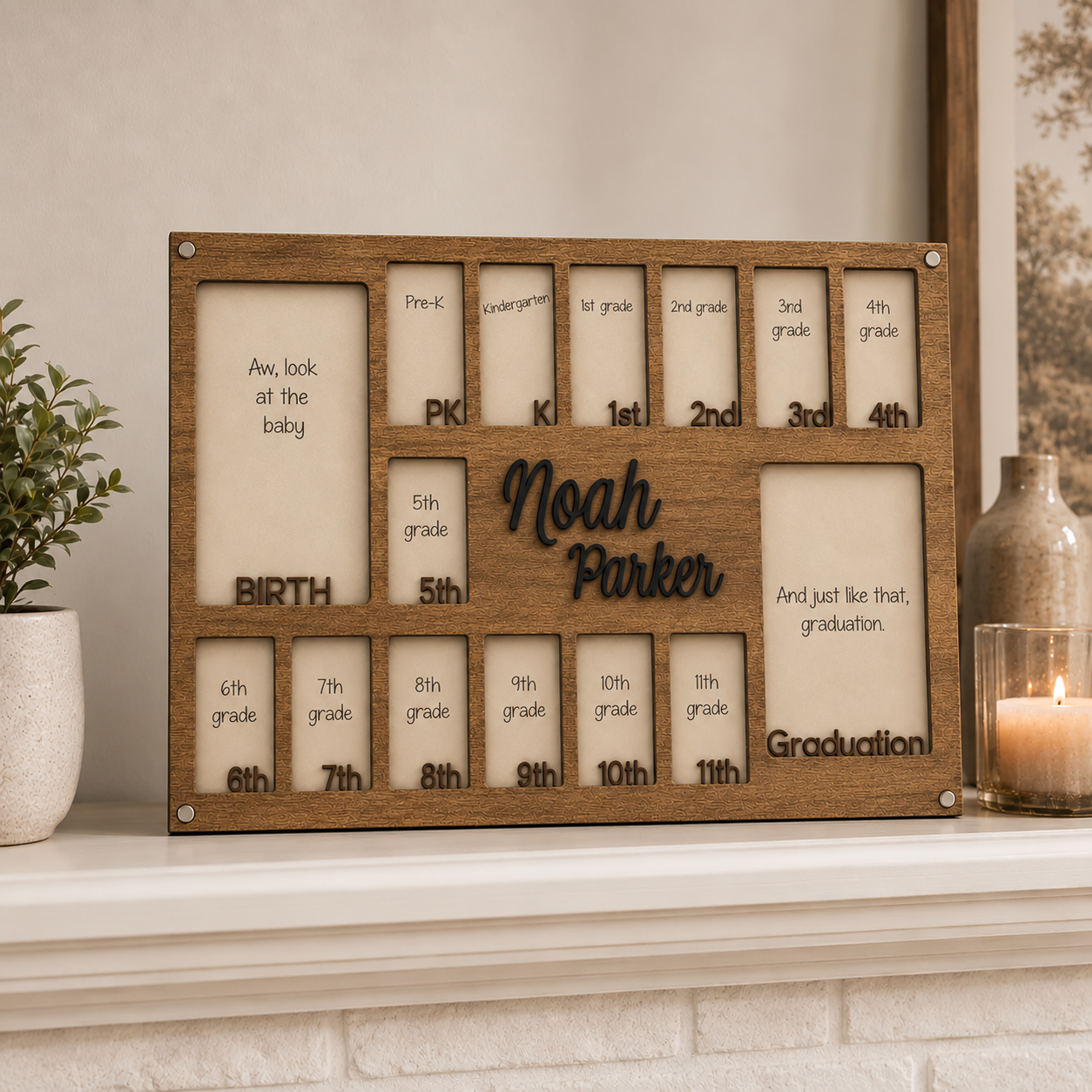 🎓Personalized School Years Photo Frame  |  Birth to Graduation Memory Display with Custom Name