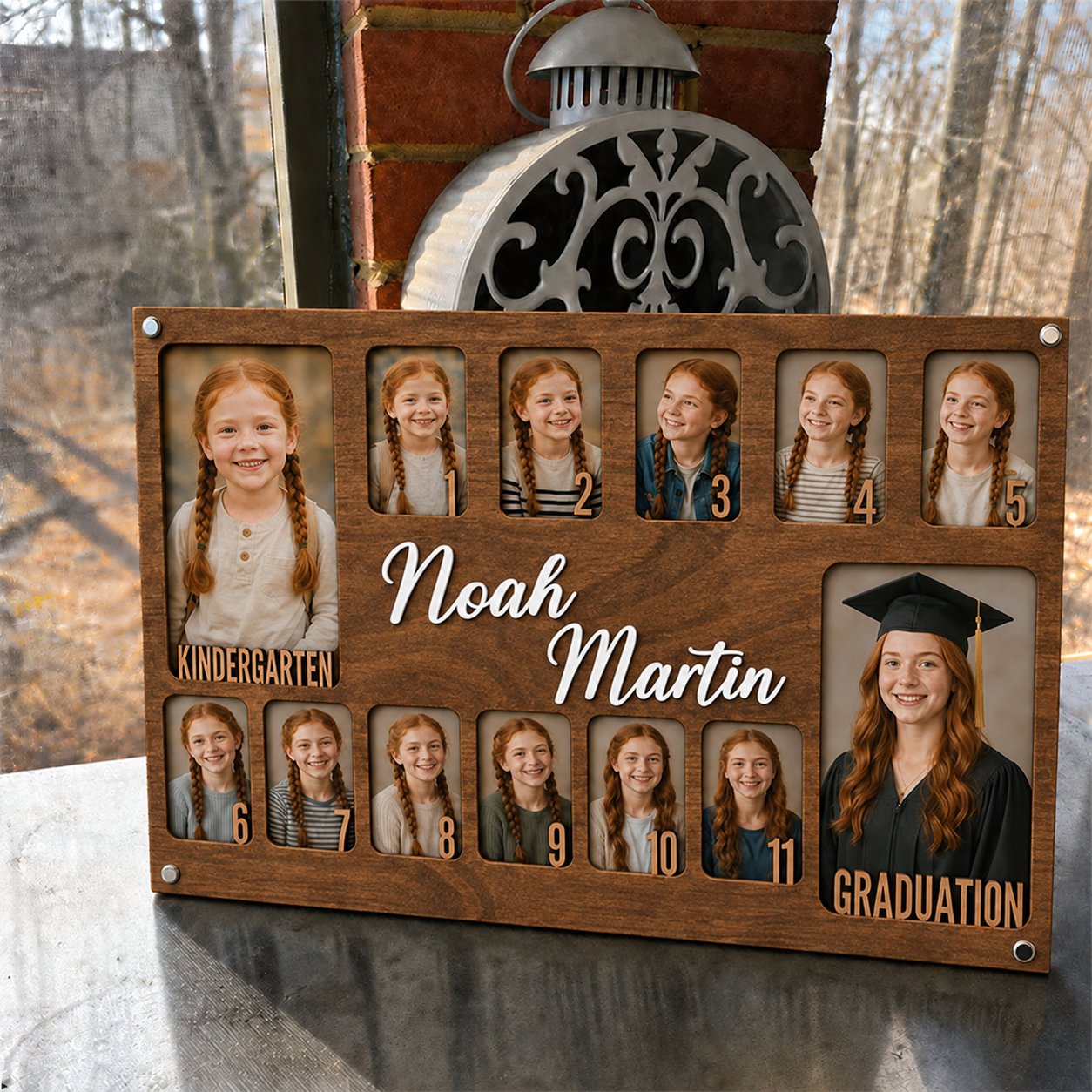 📚 Personalized School Years Photo Frame  |  Custom Name Wooden Childhood Keepsake