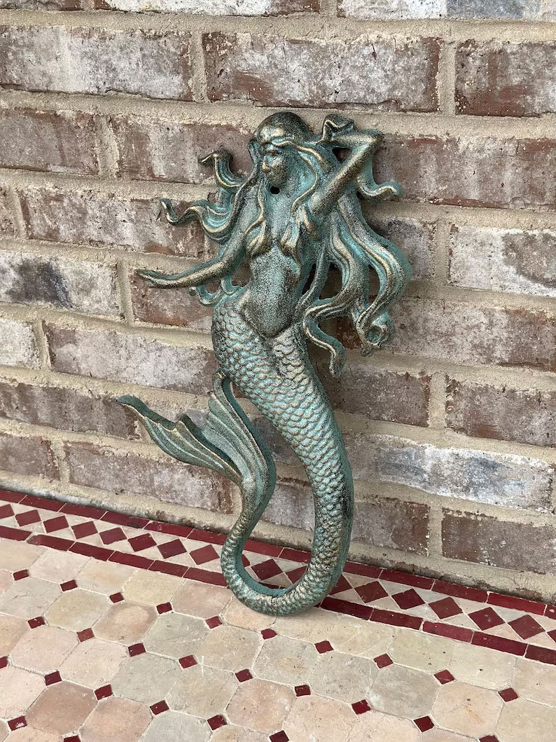 Cast Iron Nautical Mermaid Plaque Wall Hanging Rustic
