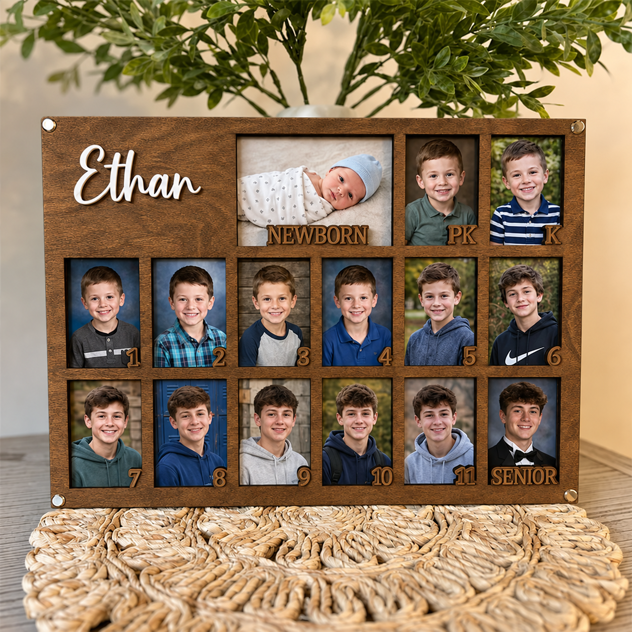 🌟 Personalized School Years Photo Frame | Newborn to Senior Graduation Keepsake