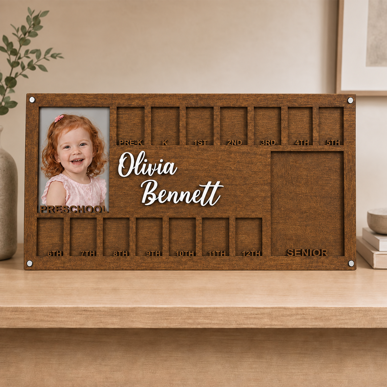 🛍️Personalized School Years Photo Frame | Preschool to Senior Graduation Wooden Keepsake