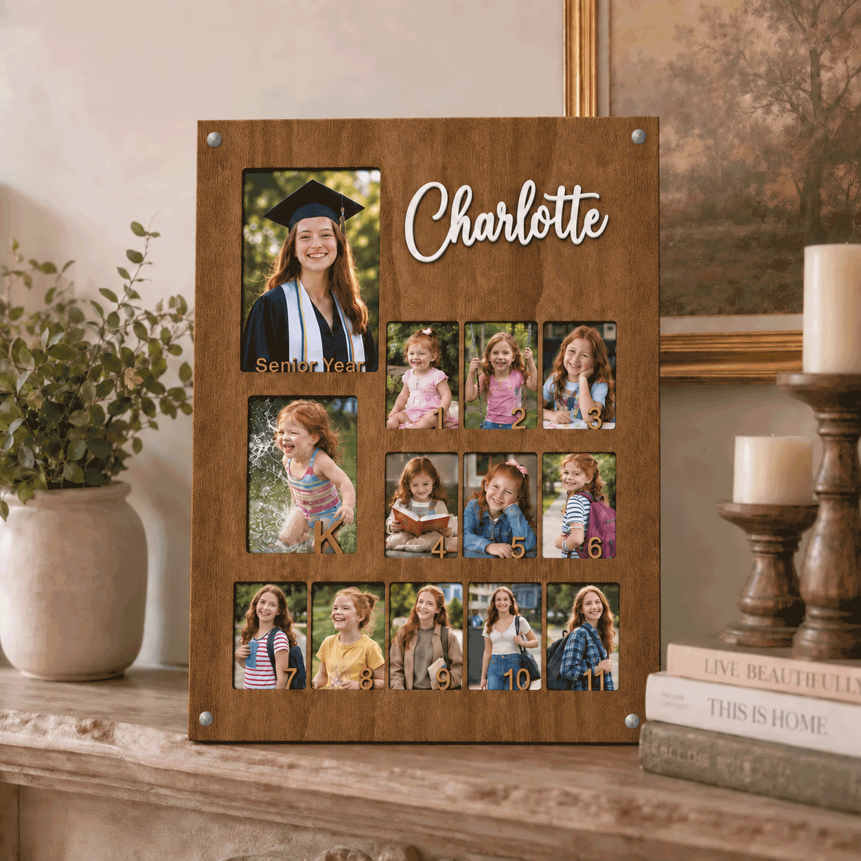 🎓 Personalized K–12 School Years Photo Frame  | Custom Name & Graduation Year  Picture Collage