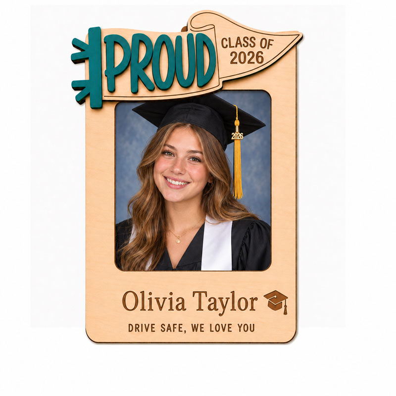 🚗Personalized Graduation Car Visor Photo Frame | Custom Name Class of 2026 Wooden Keepsake