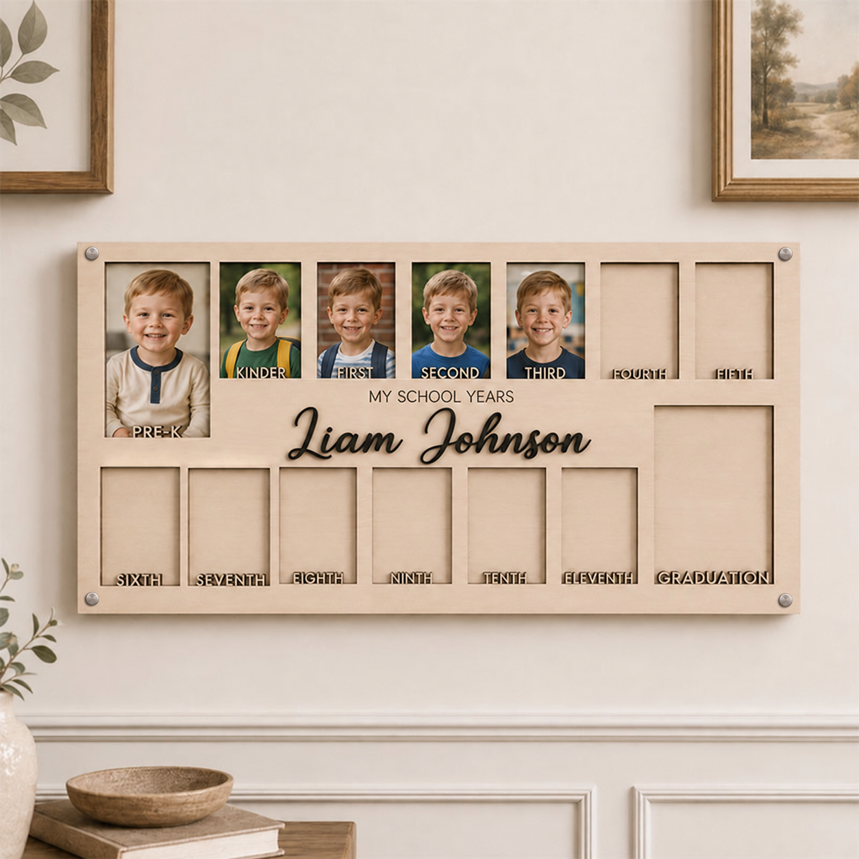 🎓 Personalized School Years Photo Frame | Pre-K to Graduation Childhood Memory Keepsake