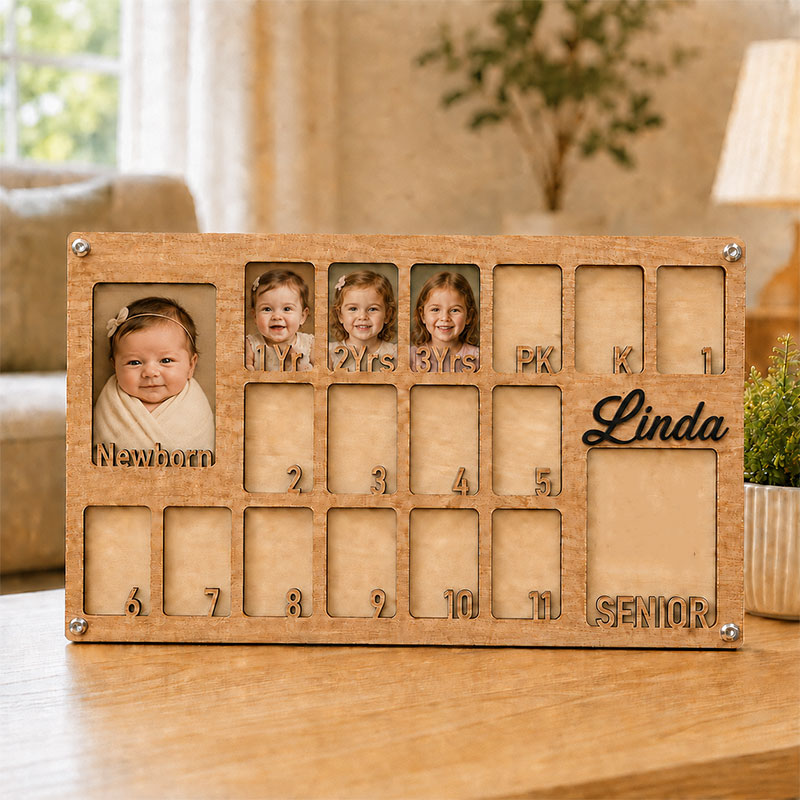 🧸Personalized Baby-to-Senior School Years Photo Frame | Newborn to Graduation Memory Keepsake