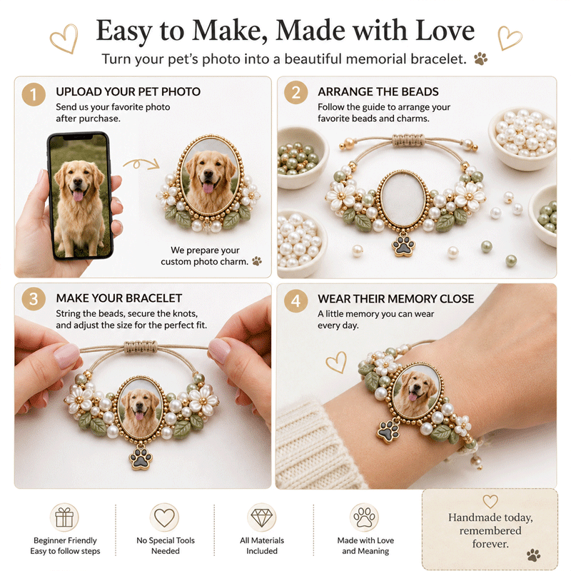 🐾 Personalized Pet Memorial Bracelet DIY Kit
