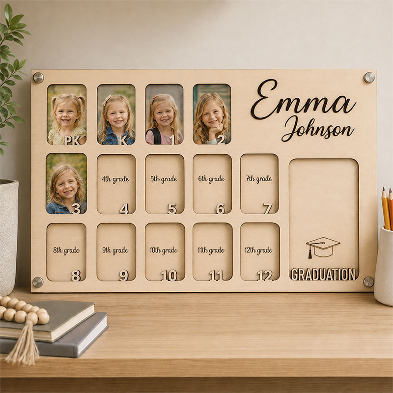 🎓Personalized School Years Photo Frame | Custom Name Pre-K to 12th Grade & Graduation Wooden Keepsake