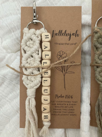 Praise His Name Macrame Keychains