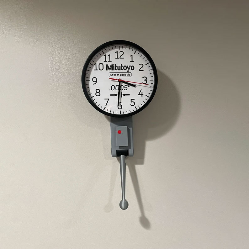 8" Dial Indicator Wall Clock, Great Gift for Machinist / Engineer / CNC Manufacturing Technician
