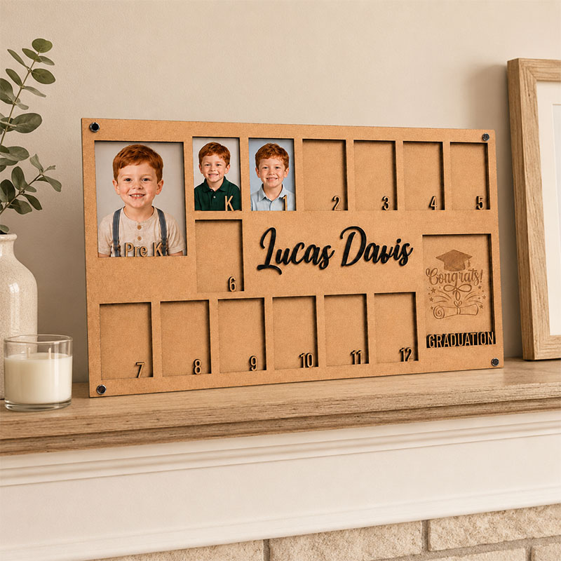 🎓Personalized School Years Photo Frame | Pre-K to 12th Grade Wooden Growth Keepsake with Custom Name