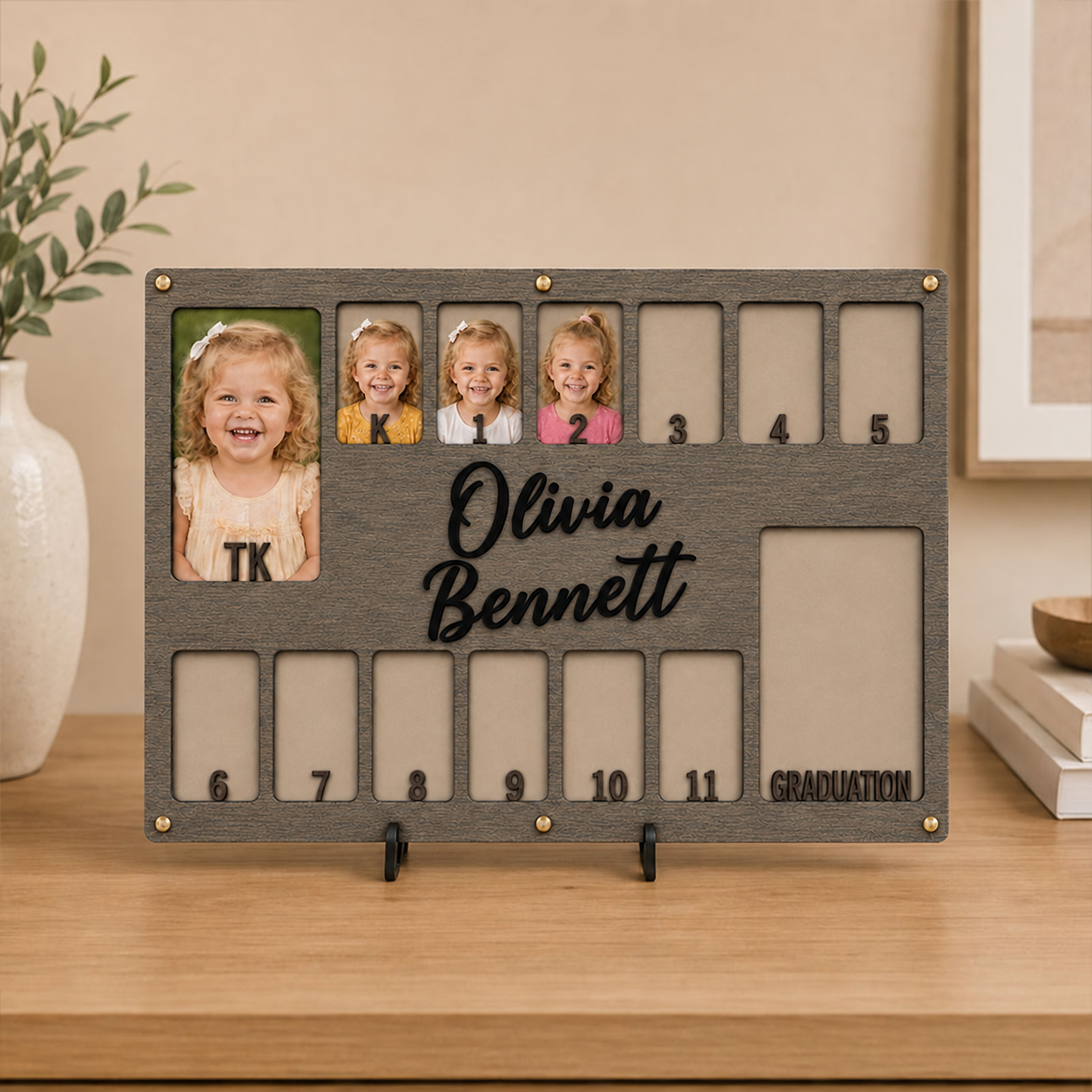 🎓Personalized School Years Photo Frame | TK to Graduation Wooden Keepsake Frame with Custom Name
