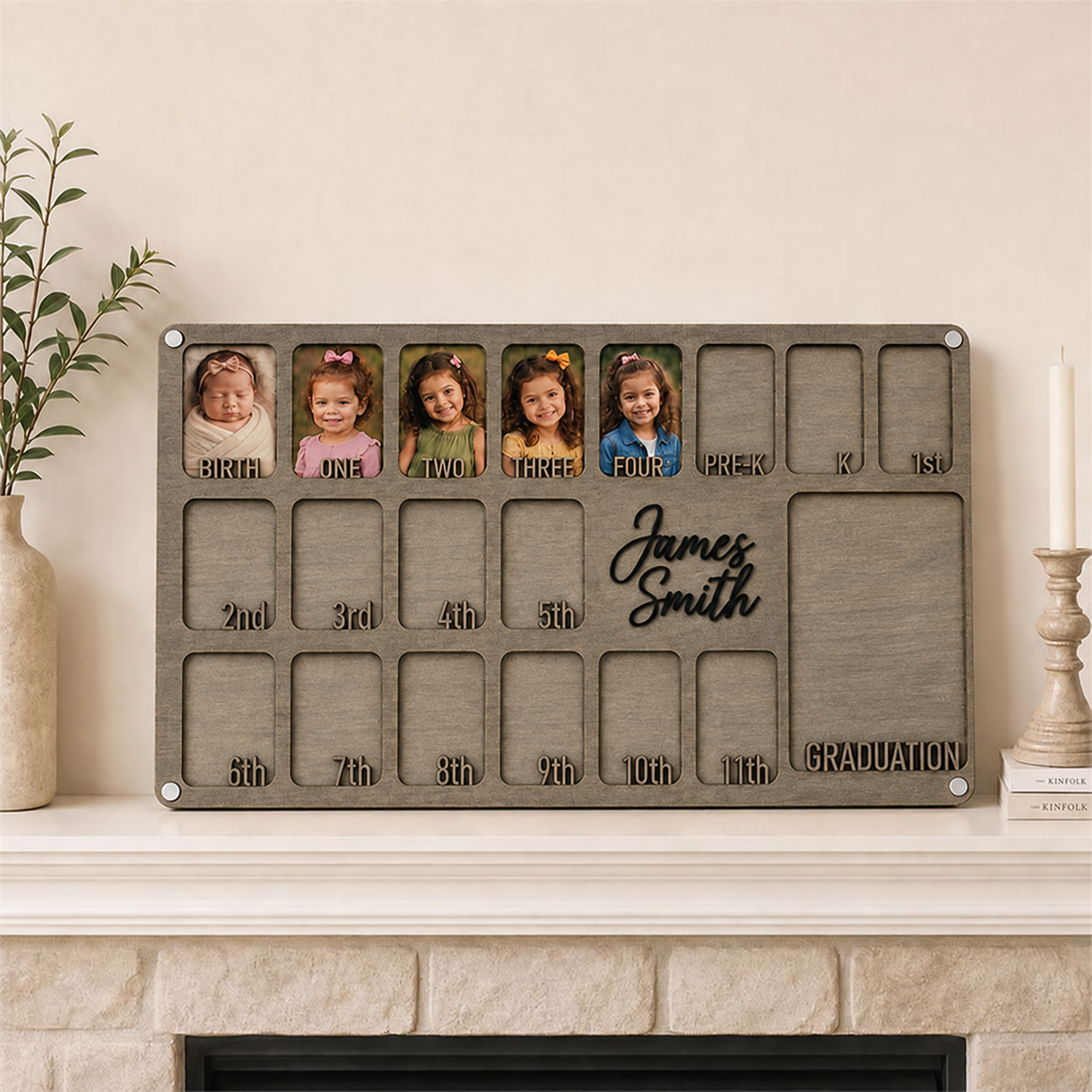 🖼️Personalized School Years Photo Frame  | Birth to Graduation Wooden Keepsake Frame