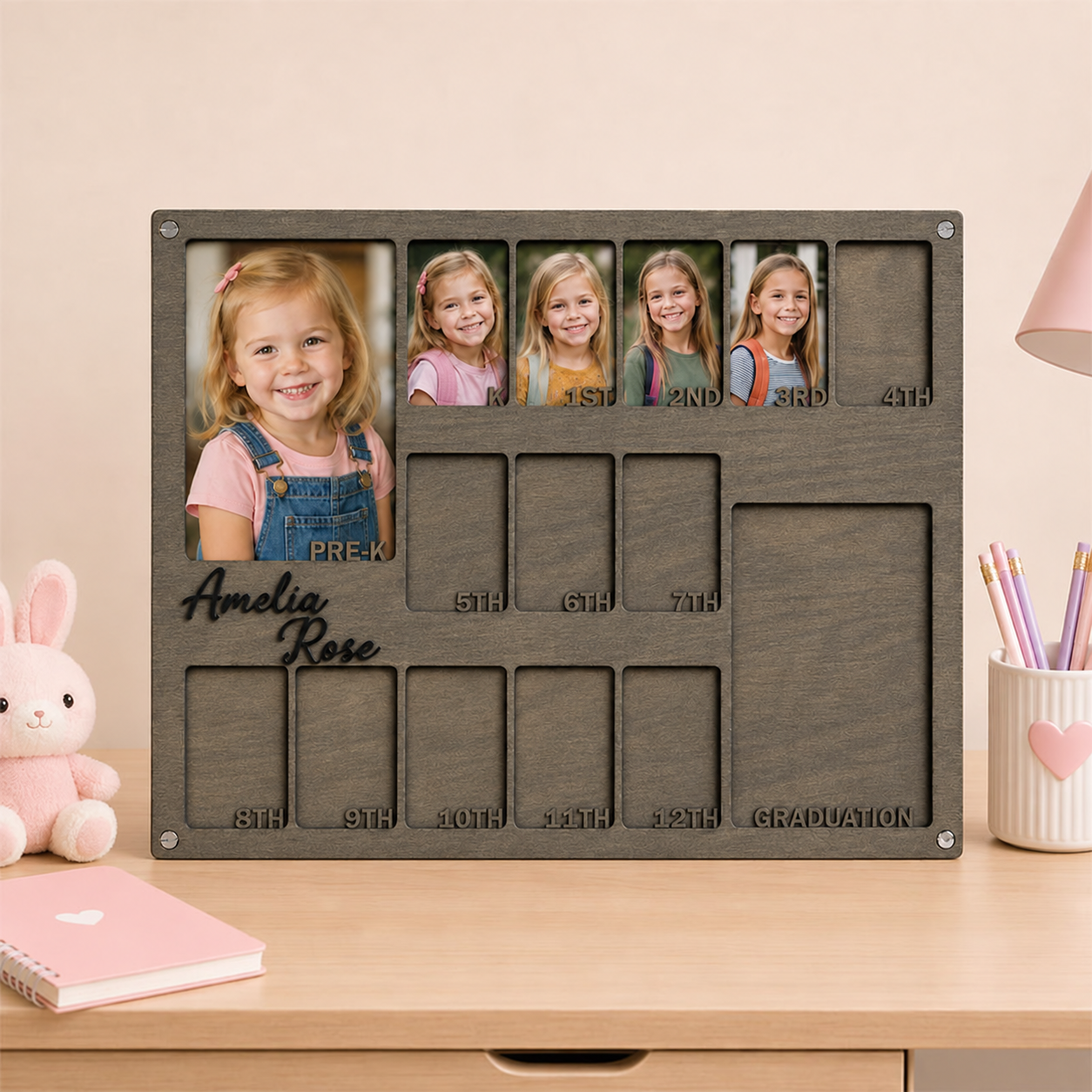 📸Personalized School Years Photo Frame | Pre-K to Graduation Kids Growth Memory Frame, Custom Name Keepsake