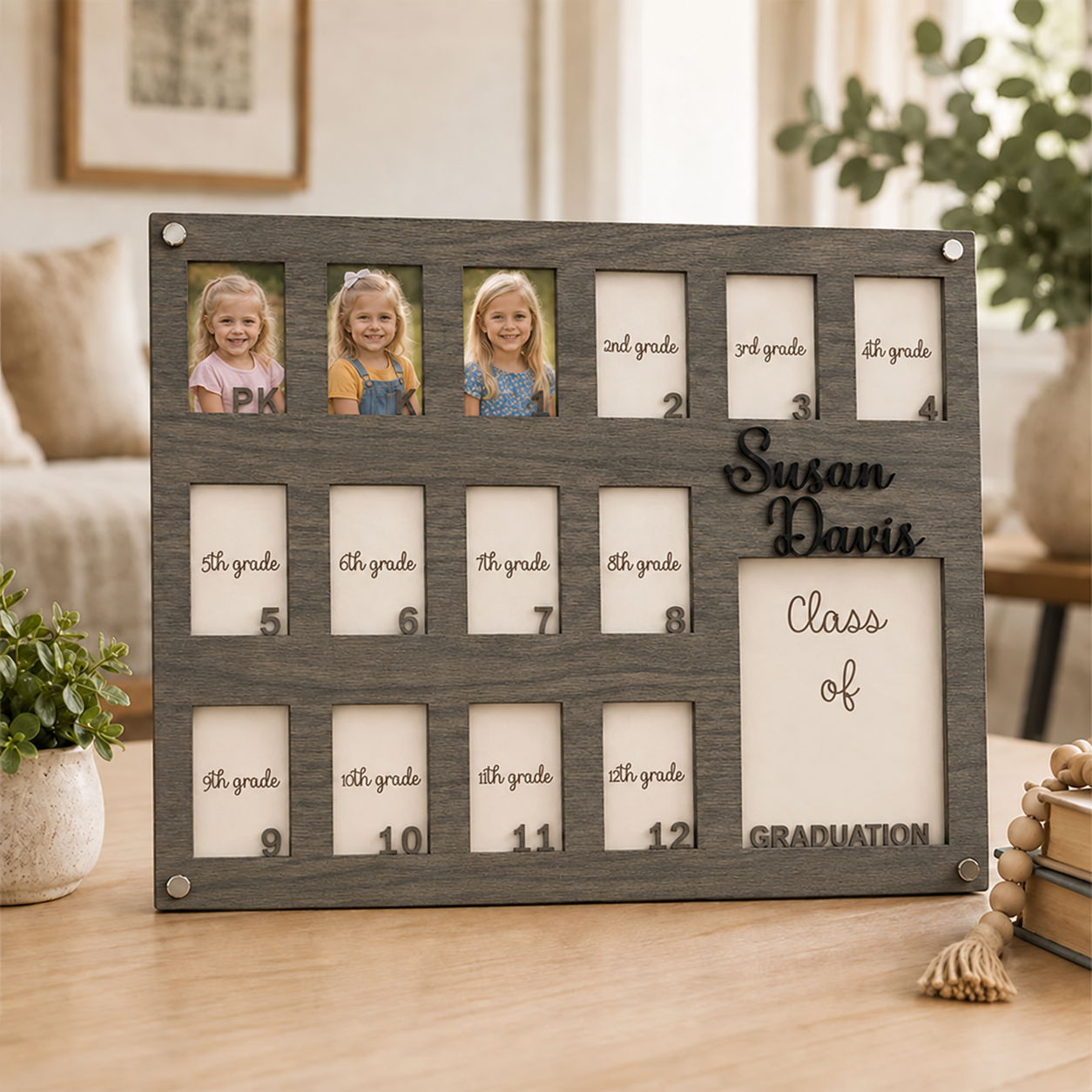 🎓 Personalized School Years Photo Frame | Pre-K to 12th Grade Graduation Memory Frame