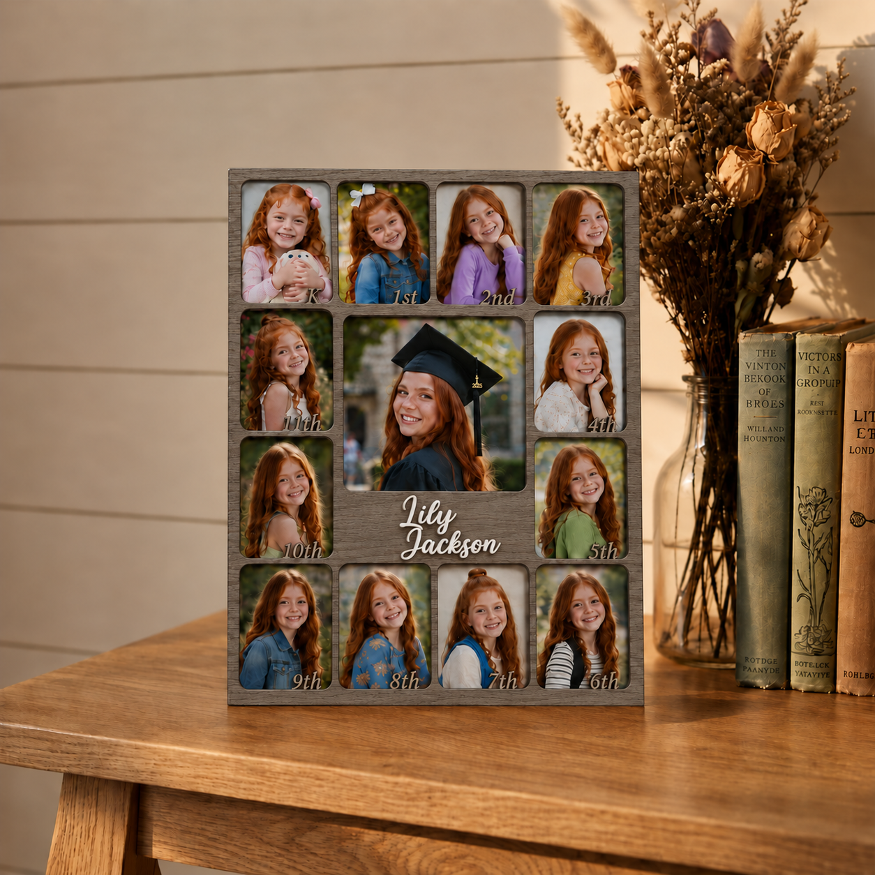 🎓 Personalized Kindergarten-to-Graduation Photo Frame  |   K–12 Childhood Growth Keepsake for Girls & Boys