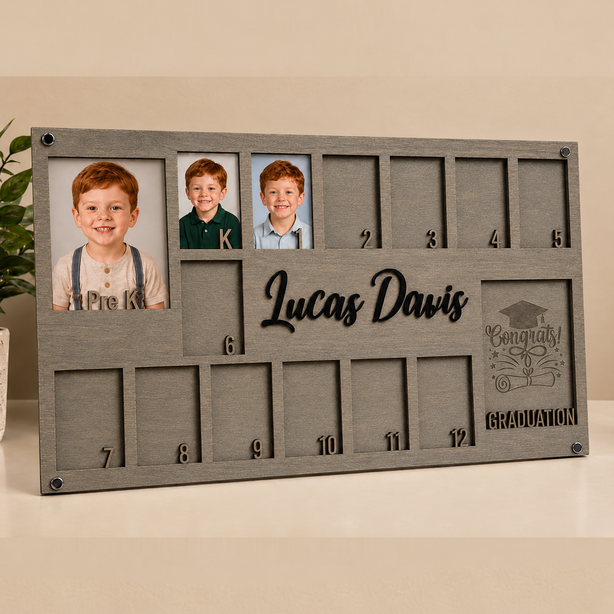 🎓Personalized School Years Photo Frame | Pre-K to 12th Grade Wooden Growth Keepsake with Custom Name