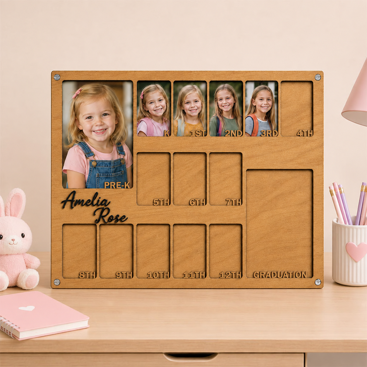 📸Personalized School Years Photo Frame | Pre-K to Graduation Kids Growth Memory Frame, Custom Name Keepsake