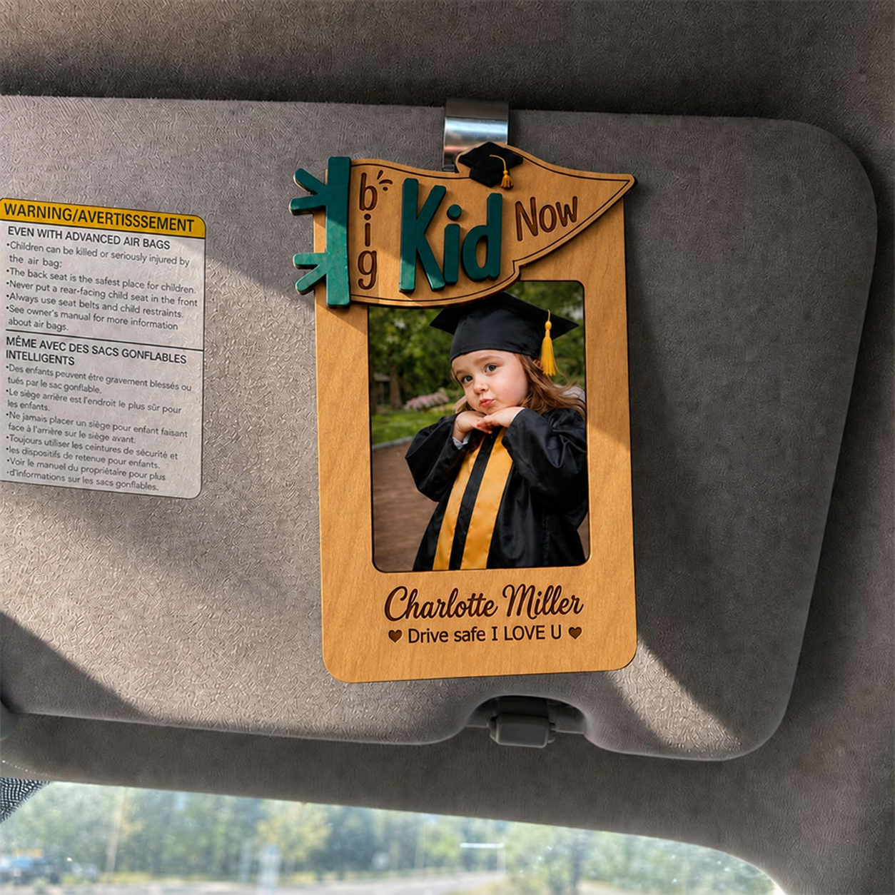 🎓 Personalized Car Visor Photo Frame for Graduation | Custom “Big Kid Now” Kid Picture Ornament