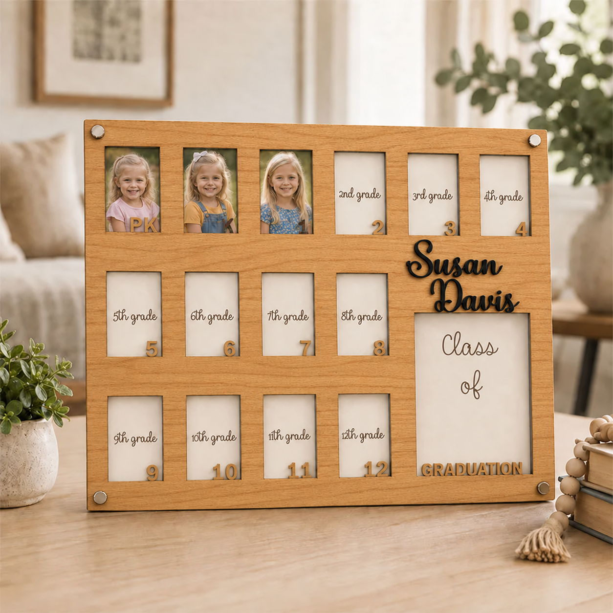 🎓 Personalized School Years Photo Frame | Pre-K to 12th Grade Graduation Memory Frame