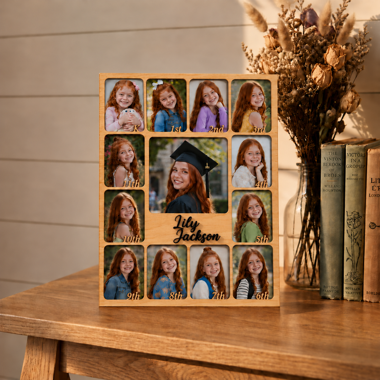 🎓 Personalized Kindergarten-to-Graduation Photo Frame  |   K–12 Childhood Growth Keepsake for Girls & Boys