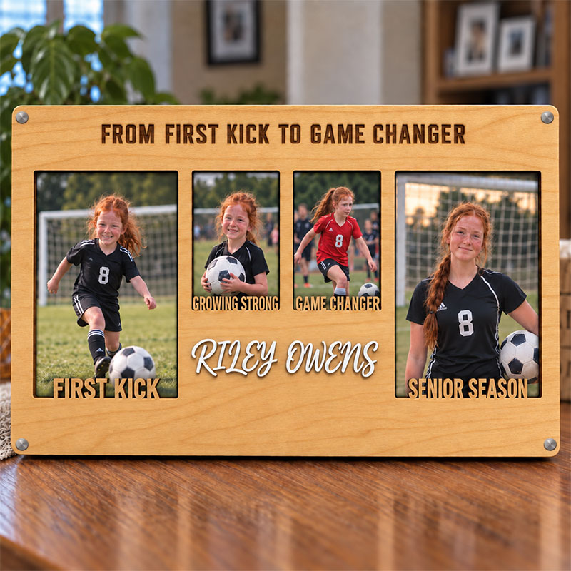 💚Personalized Soccer Growth Photo Frame | From First Kick to Senior Season Custom Name Keepsake