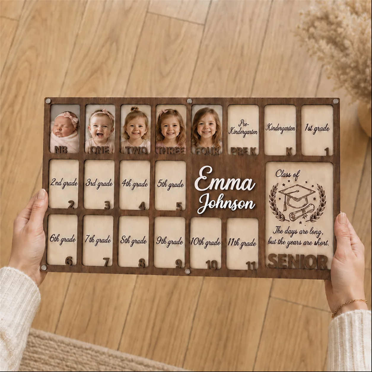 🎓Custom School Years Photo Frame  |  Personalized Wooden K-12 Photo Board