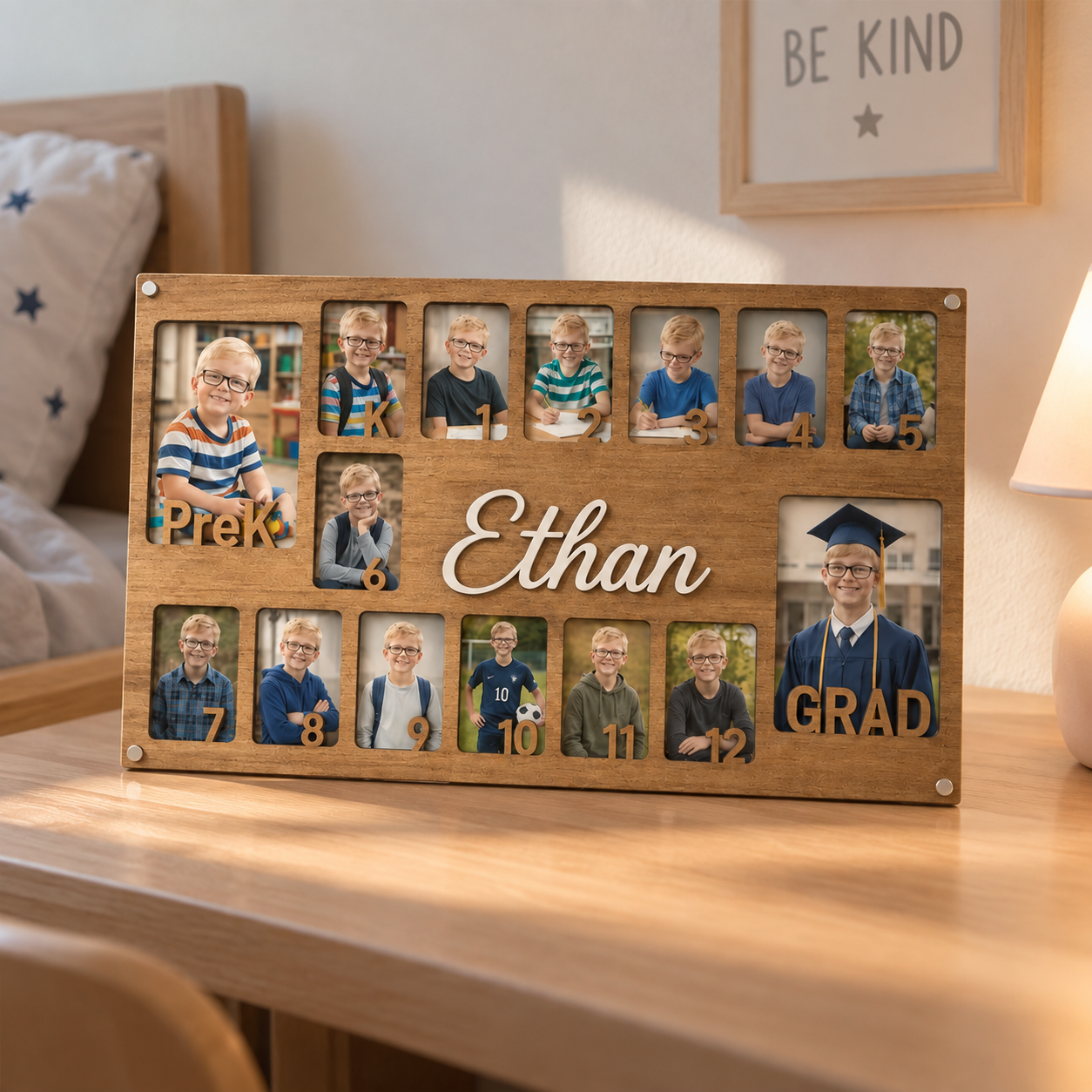 🏆Personalized Pre-K to Graduation Photo Frame | Custom Name Wooden School Years Collage